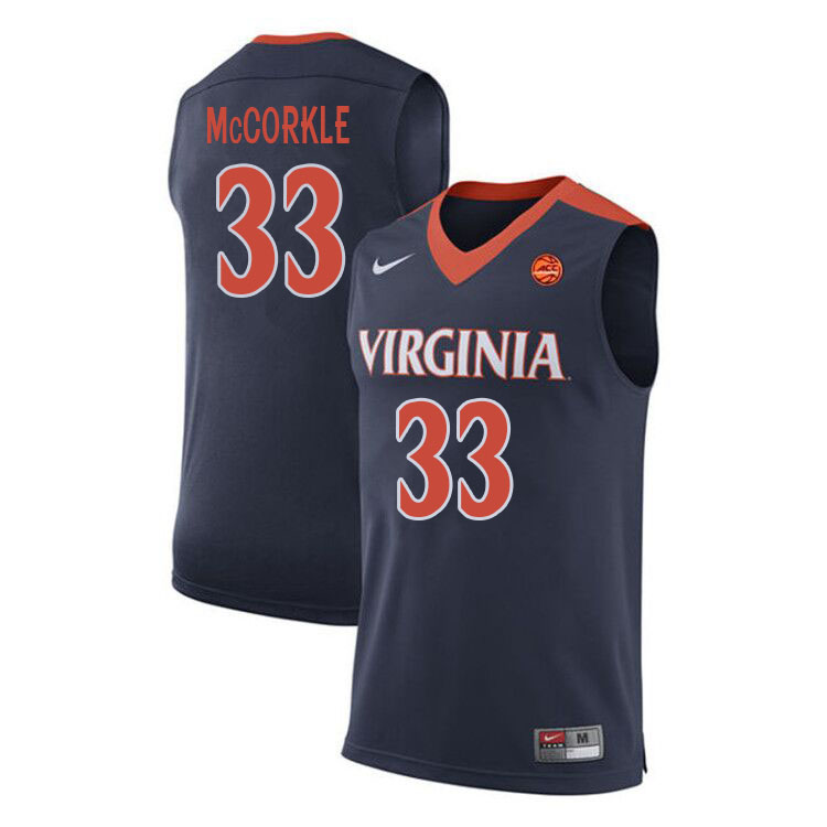 Men #33 Carson McCorkle Virginia Cavaliers College Basketball Jerseys Sale-Navy - Click Image to Close